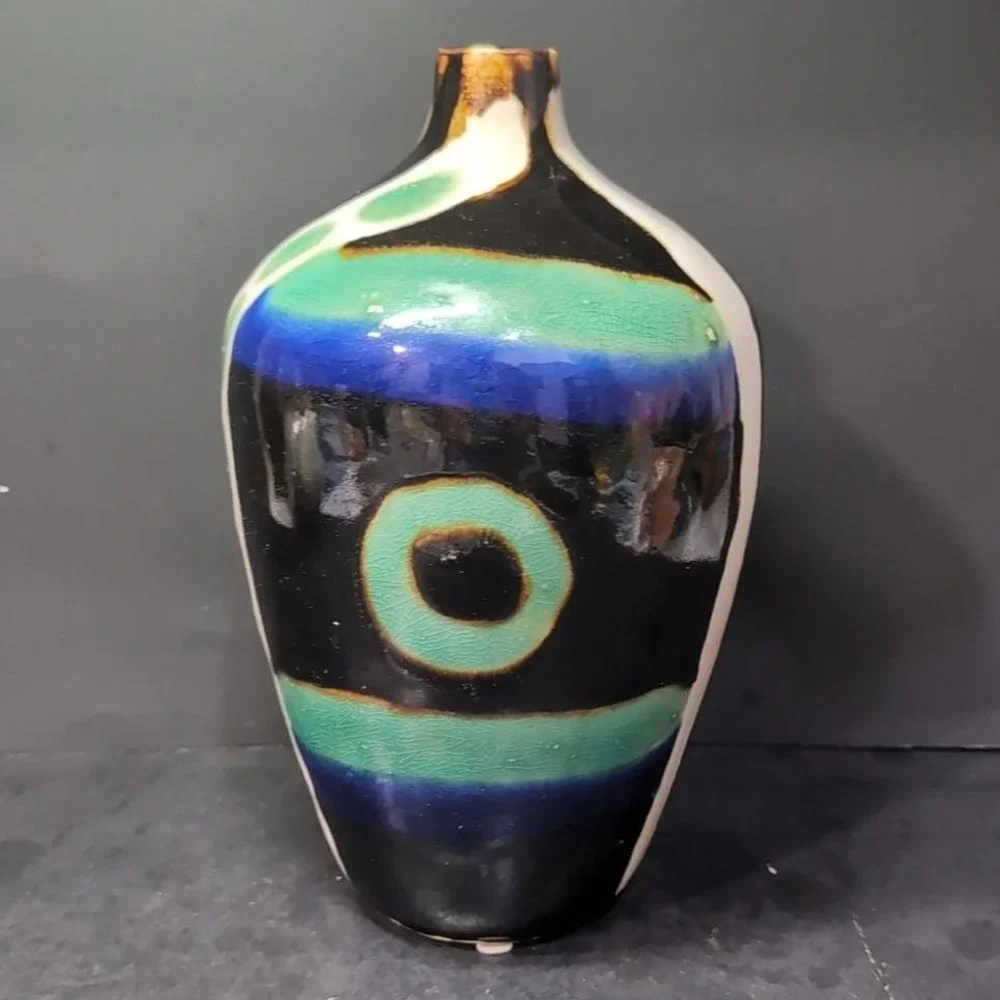 Marked Modernist Porcelain Vase, Vintage Chinese Inspired Jug Asian Accent Decor